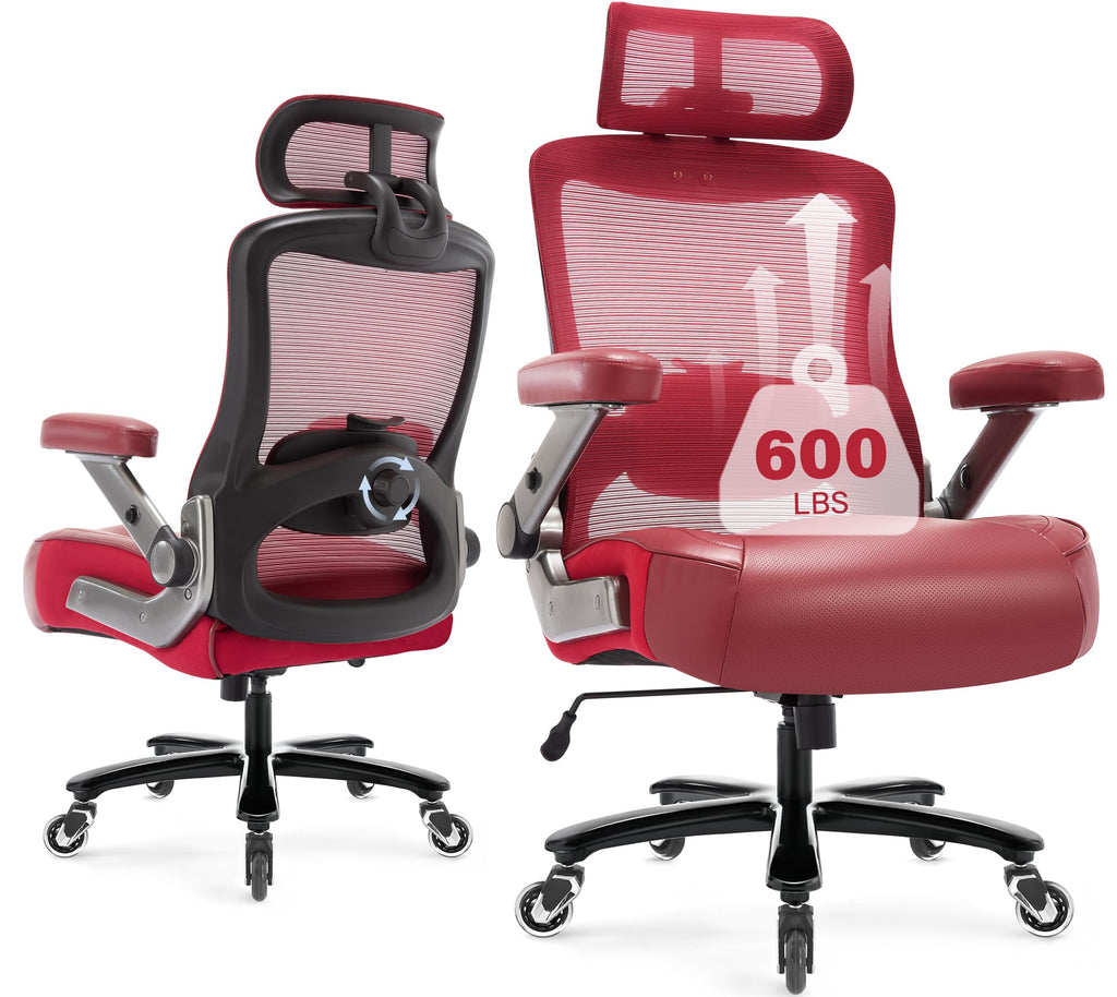 600lbs Big and Tall Office Chair, Heavy Duty Executive Computer Desk Chair, X-Large, Burgundy