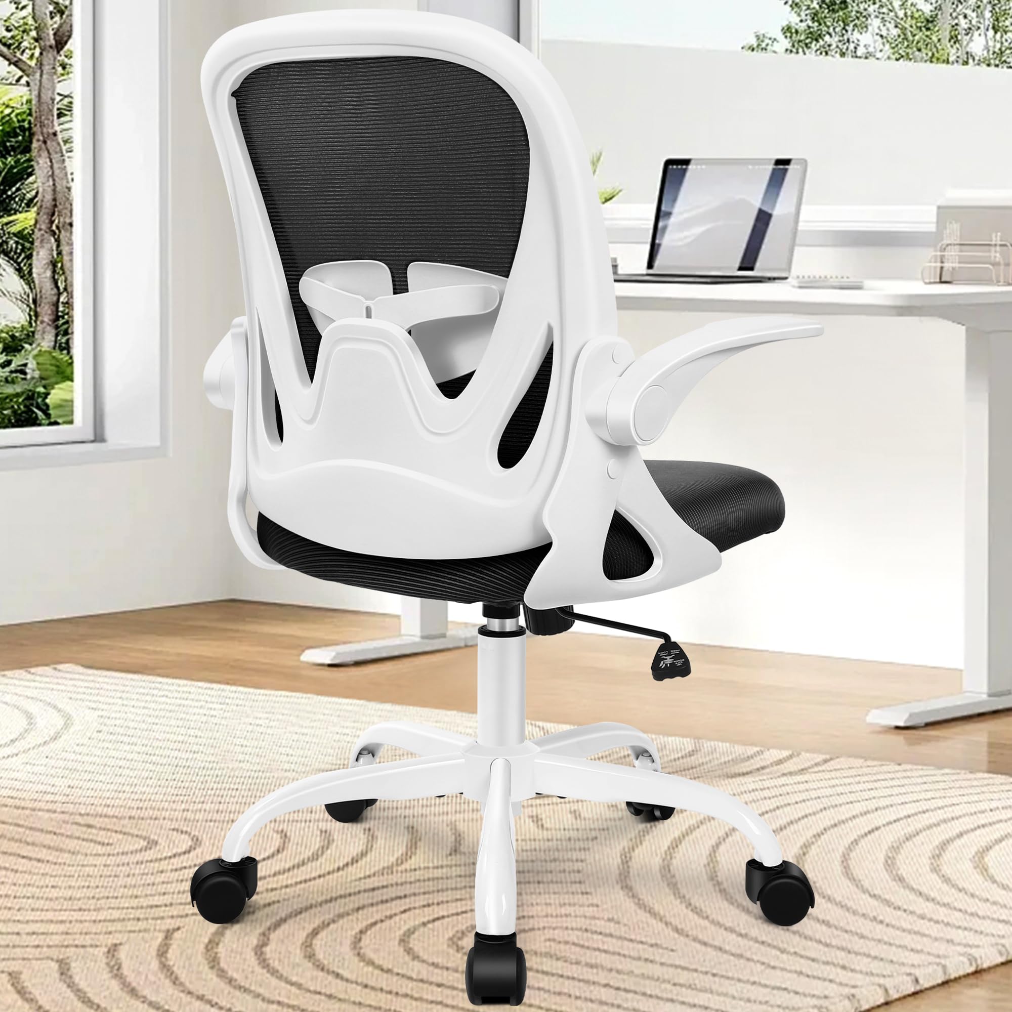 Primy Office Chair Ergonomic Desk Chair with Adjustable Lumbar Support and Height, Swivel Breathable Desk Mesh Computer Chair with Flip Up