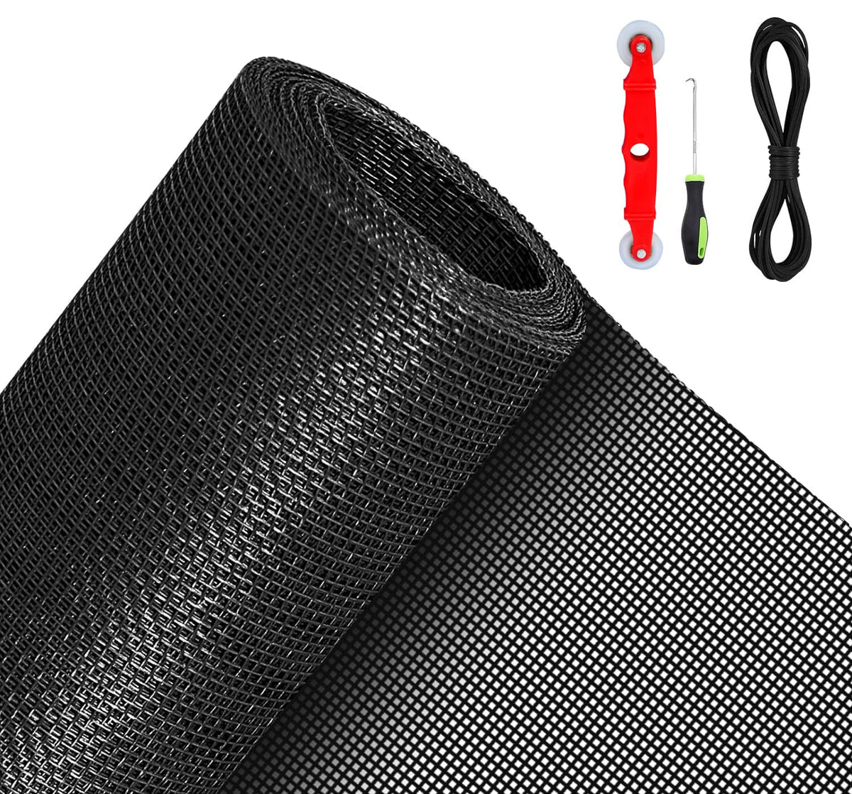 QWR Pet Proof Window Screen Replacement Kit, 39"x118" Durable High Hardness Screen Mesh Replacement Window Screens Repair Kit for Sliding Screen Door,Patio and Windows.(Folded Package with Tool Kit)