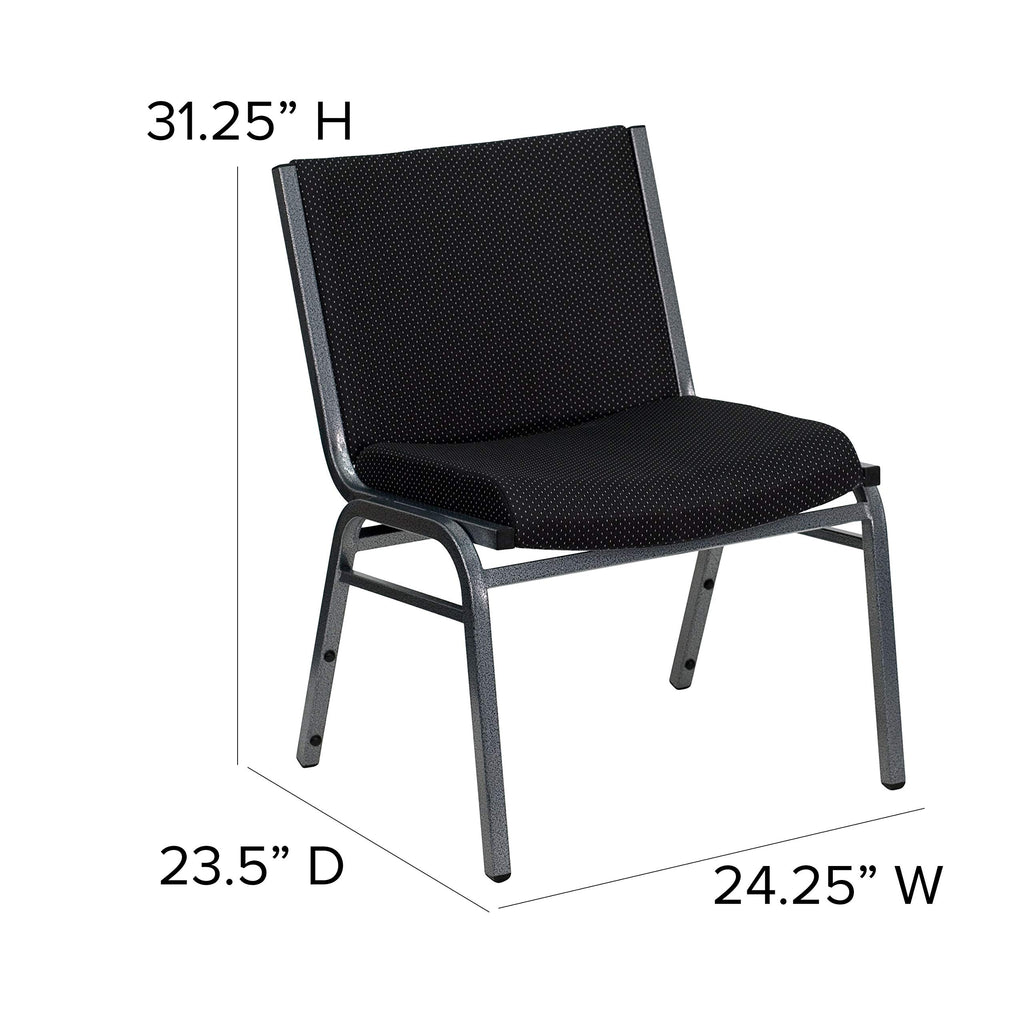 Emma + Oliver Big & Tall 1000 Lb. Rated Black Fabric Stack Chair, 24.25"W x 23.5"D x 31.25"H