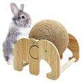 Fhiny Rabbit Scratch Toy, Natural Sisal Rabbit Scratching Ball Cute Sisal Rope Bunny Claw Scratcher Rotating Ball Interactive Toys Nail Scratching Post for Indoor Pets Kittens Ferrets Elephant Shape