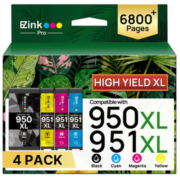 950XL 951XL Ink Cartridges Compatible for HP 950 951 Ink cartridges Combo Pack 951XL Ink Cartridges for HP Printers with HP OfficeJet Pro 8600 8610 8620 8630 8640 8660 251DW 276DW High Yield 4 Pack