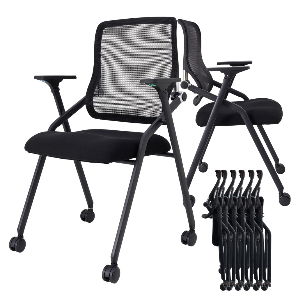Brobriyo 20 Pack Stackable & Foldable Conference Room Chairs with Lumbar Support, Armrest - Ergonomic Mesh Bouncing Back for Office Meeting,