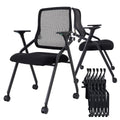 Brobriyo 20 Pack Stackable & Foldable Conference Room Chairs with Lumbar Support, Armrest - Ergonomic Mesh Bouncing Back for Office Meeting,