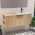 48" Floating Bathroom Vanity, 48 Inch Bathroom Vanity with Sink, Modern Single Sink Bathroom Vanity Combo, Brown Wall Mounted Cabinet Set