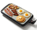 Elite Gourmet 10" x 20", Electric Griddle, Large PFAS-Free Ceralast™ Ceramic Non-Stick Surface Cool-touch Handles, Removable/Adjustable Thermostat, Easy to Clean Removable Grease Tray, Black/Grey