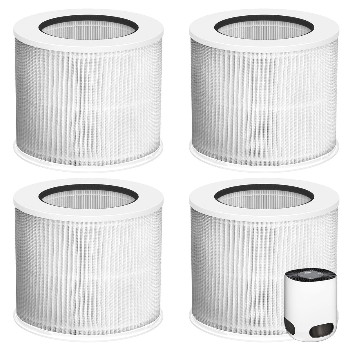 4 Pack 12020 Filter Replacement Compatible with Clorox Tabletop Air Purifier model # 11020 and Clorox Tabletop Smart Air Purifier model # 11021, 12020 HEPA Filter with 200 Sq. Ft. Capacity