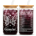 Gemini Birthday Gifts for Women - 16oz Gemini Zodiac Glass Cup - Astrology Coffee Mug for Her - Constellation Tumbler for Coworker - Horoscope Gifts for Friend