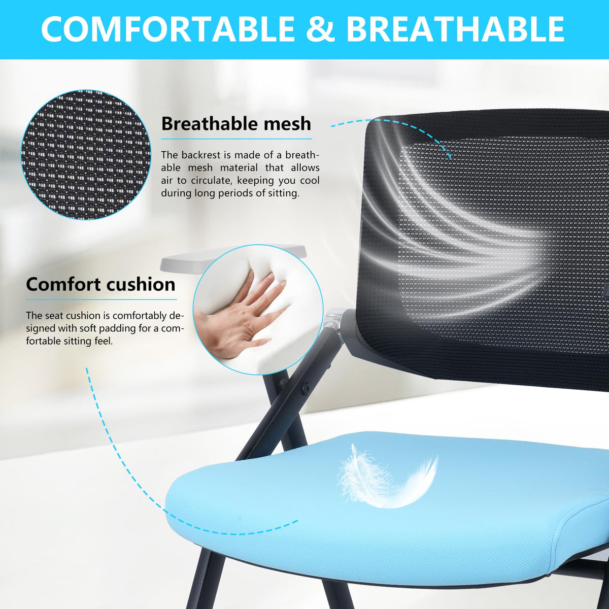 Brobriyo 1 Pack Conference Room Chairs with Wheels, Ergonomic Mesh Back and Armrests for Meeting, Conference, Reception, Training Room & Home