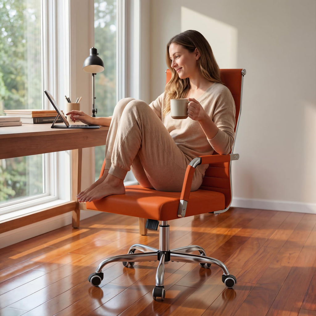 Furmax Ergonomic Office Desk Chair, Orange, 2-pack, 25.8" x25.8" x39.3-42.4"