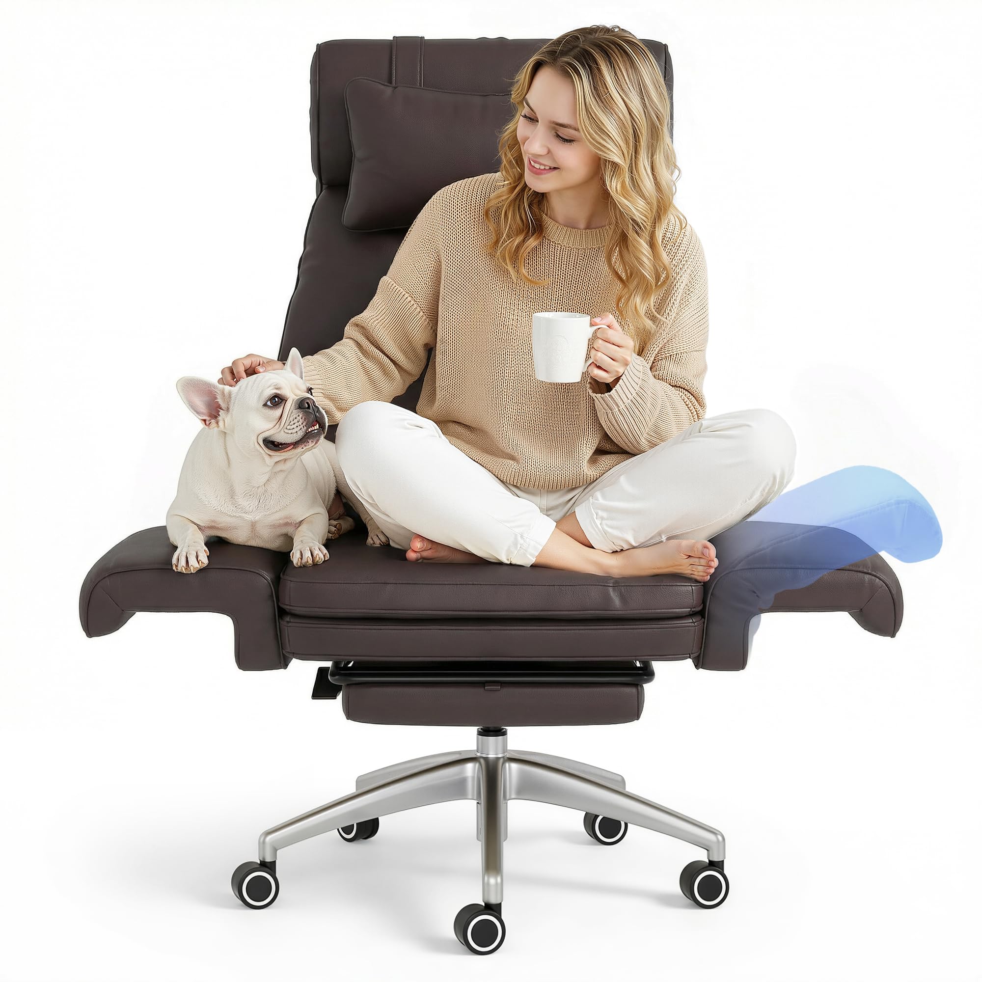 Flexispot Oversized Big and Tall Office Chair, 180° Flip Armrests for Pets&cross Legged, Computer Desk Chair with Footrest, Lounge Chairs for