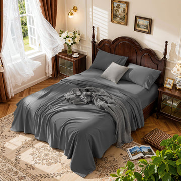 LBRO2M 100% Egyptian Cotton Sheets 16" Deep Pocket 1000TC, 4Pcs King