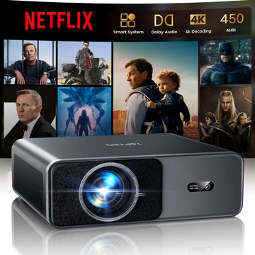 Smart Projector?Compatible with Netflix?4K Projector with WiFi 6 and 2-Way Bluetooth, AI Auto Focus & Keystone, 20W Dolby Audio,Built-in Apps,TOPTRO A1 Portable Proyector for Outdoor / Home Movie