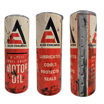 Allis Chalmers Oil Shop Garage Man Cave Tractor Starting Fluid Farm Country 20 oz IH Travel mug Tumbler cups (Stainless ClearLid)