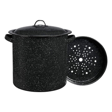 Granite Ware 15.5 Qt Steamer Pot with Rack - Black, Set of 3