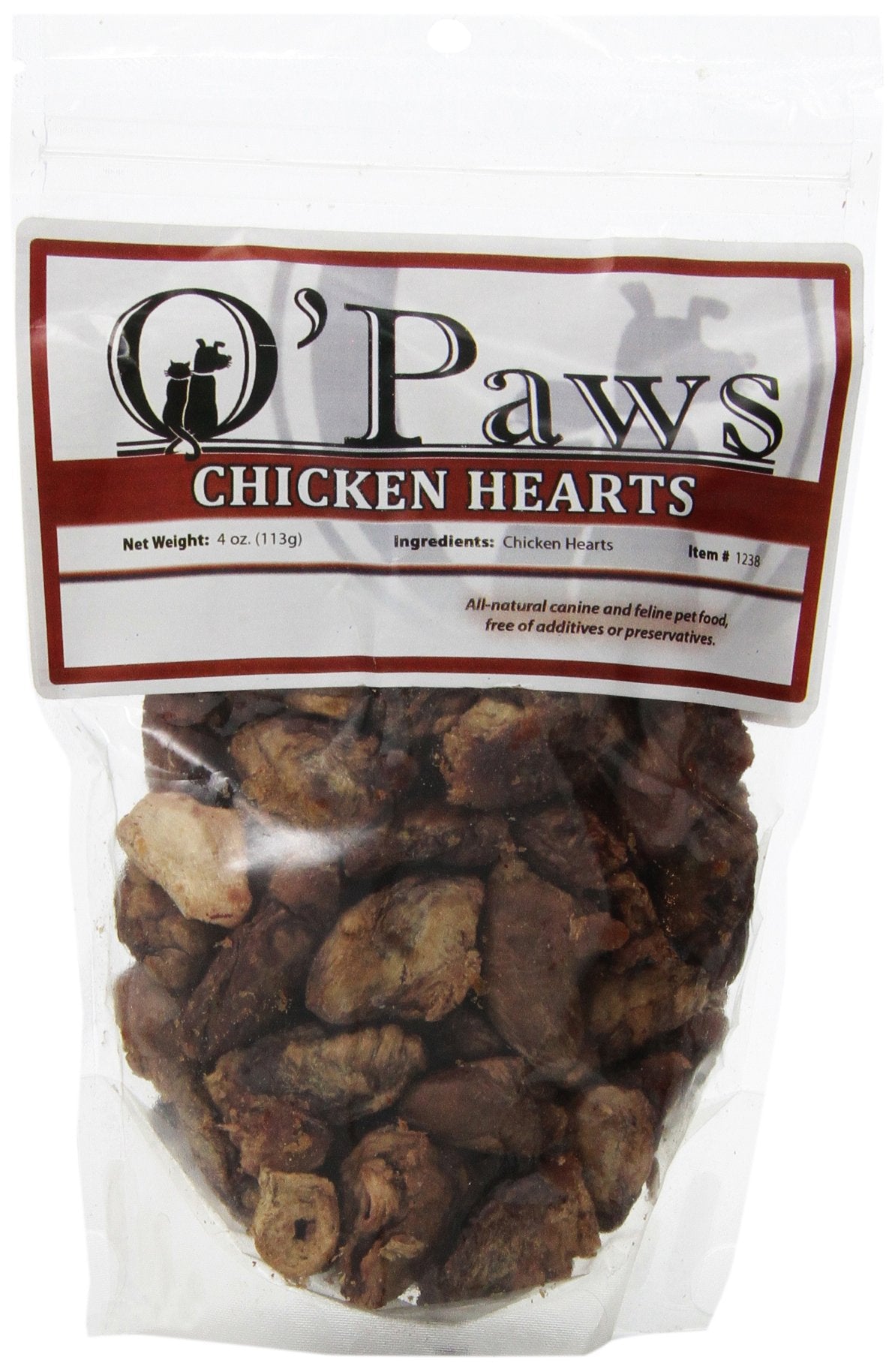Omas Pride Opaws Freeze Dried Raw Whole Chicken Heart Treats For Dogs/Cats, 4-Ounce