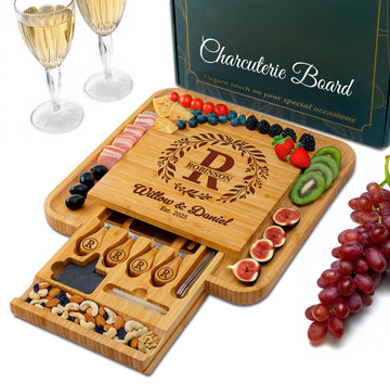 Personalized Charcuterie Board, Wedding Gifts for Couples 2026, Custom Cheese Boards Bridal Shower Gifts, Housewarming Gifts for Christmas, Anniversary, Engagement, New Home, Bride, Parent, Women
