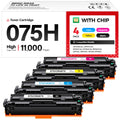 075H Toner Cartridge 4-Pack High Yield with Chip Black Cyan Yellow Magenta Replacement for Canon 075 Compatible Color imageCLASS MF662Cdw MF663Cdw MF665Cdw LBP646Cdw LBP647Cdw MF660C LBP640C Printer