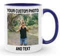 Personalized Coffee Mug | Custom Photo Text and Logo Ceramic Mug | Customized 11 Oz Tea Cup | Unique Gift for Men & Women – Taza Personalizadas Design with Picture or Message | White – Blue