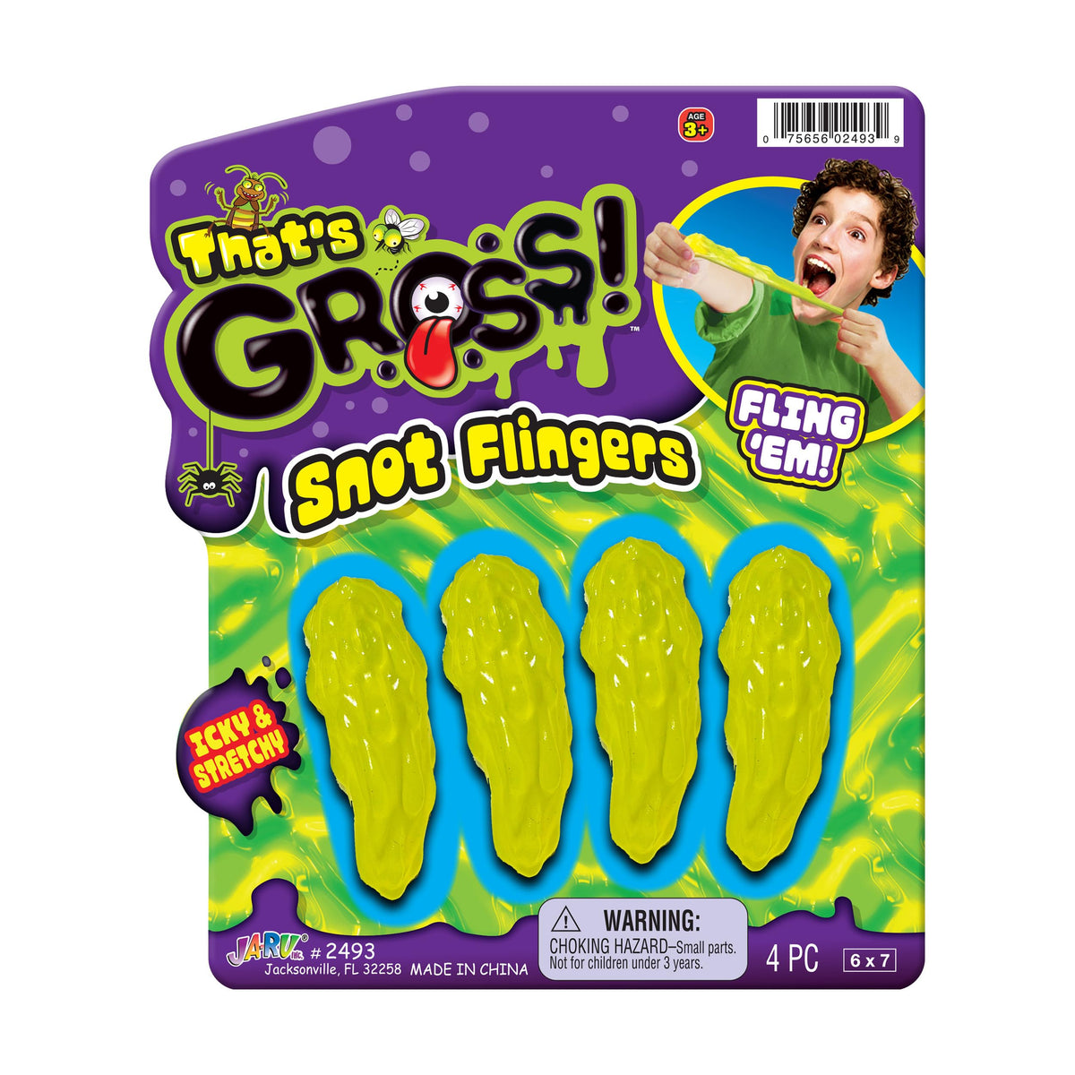 JA-RU Gross Snot Flinger Toy (1 Pack) Icky & Stretchy Launching Booger. Halloween Party Favor, Gross Toy, Sticky Flinger, Launcher, Prank, Party Favor, Classroom Prize 2493-1