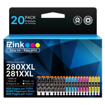 20 Pack 280XXL 281XXL Ink Cartridges Replacement for Canon 280 281 Ink cartridges Compatible tr8620a Ink Cartridge to use with PIXMA TR8620a TR8520 TR8620 TR8600 TR7520 TS6120 TS6220 TS9120 TS8220