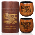 Premium Charred Wooden Bourbon Drinking Glass | 11oz Large Wooden Bourbon Glass | Charred Old Fashioned Glass | Whiskey Tumbler | Unique Whiskey Gifts for Men, Dad, or Brother (2 Pack)