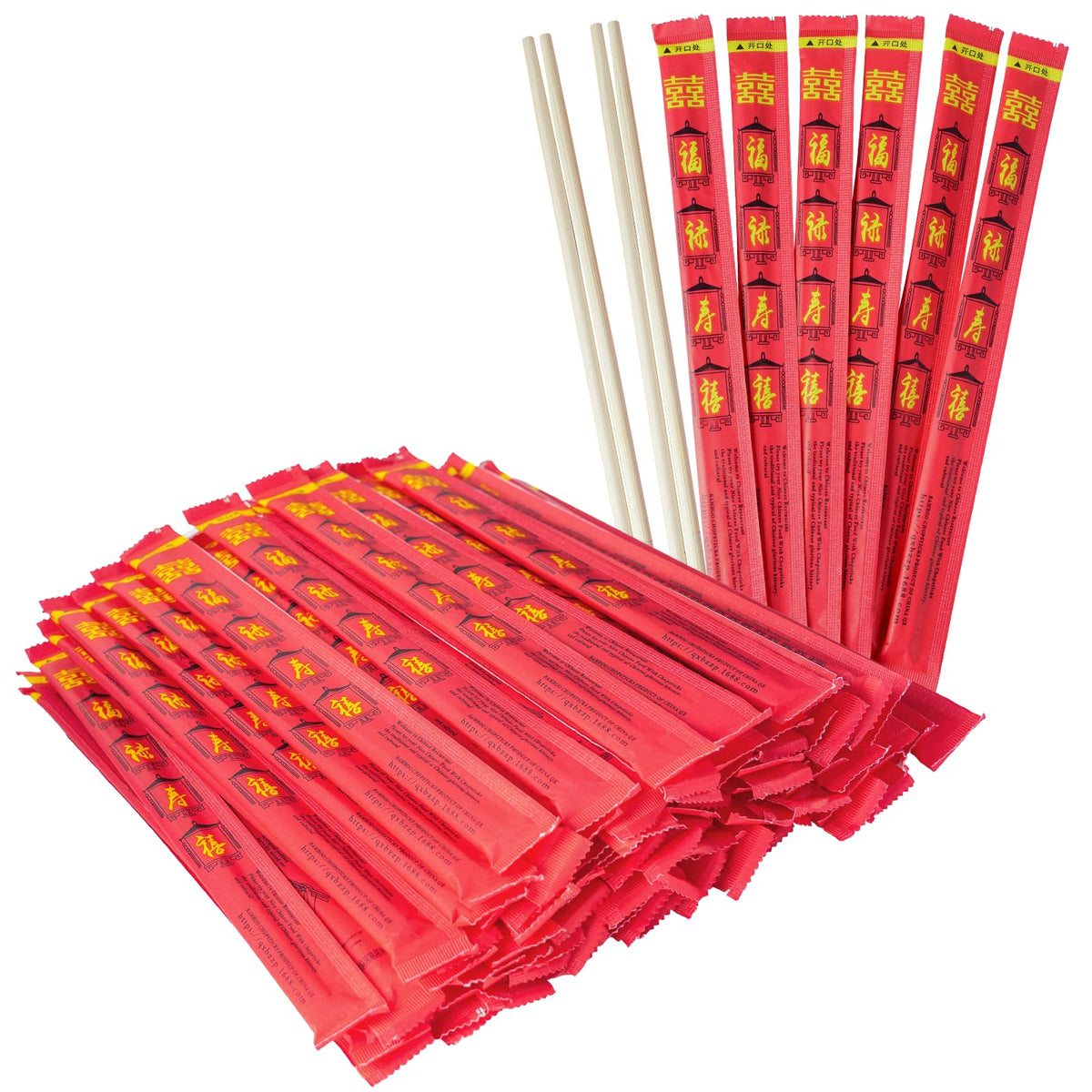 Soeos Disposable Bamboo Chopsticks, 100 Sets, Natural Wooden Chopsticks, Individually Wrapped, Splinter-Free, Lightweight & Durable