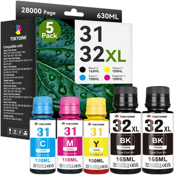 TOKYOINK 31 32XL Ink Bottle Set Refill for Smart Tank 5101 7602 6001 5000 Ink Refill Compatible for HP 31 and 32xl Ink Compatible for HP Smart Tank Ink 5101 6001 651 5102 7002 5000 7001 Printer
