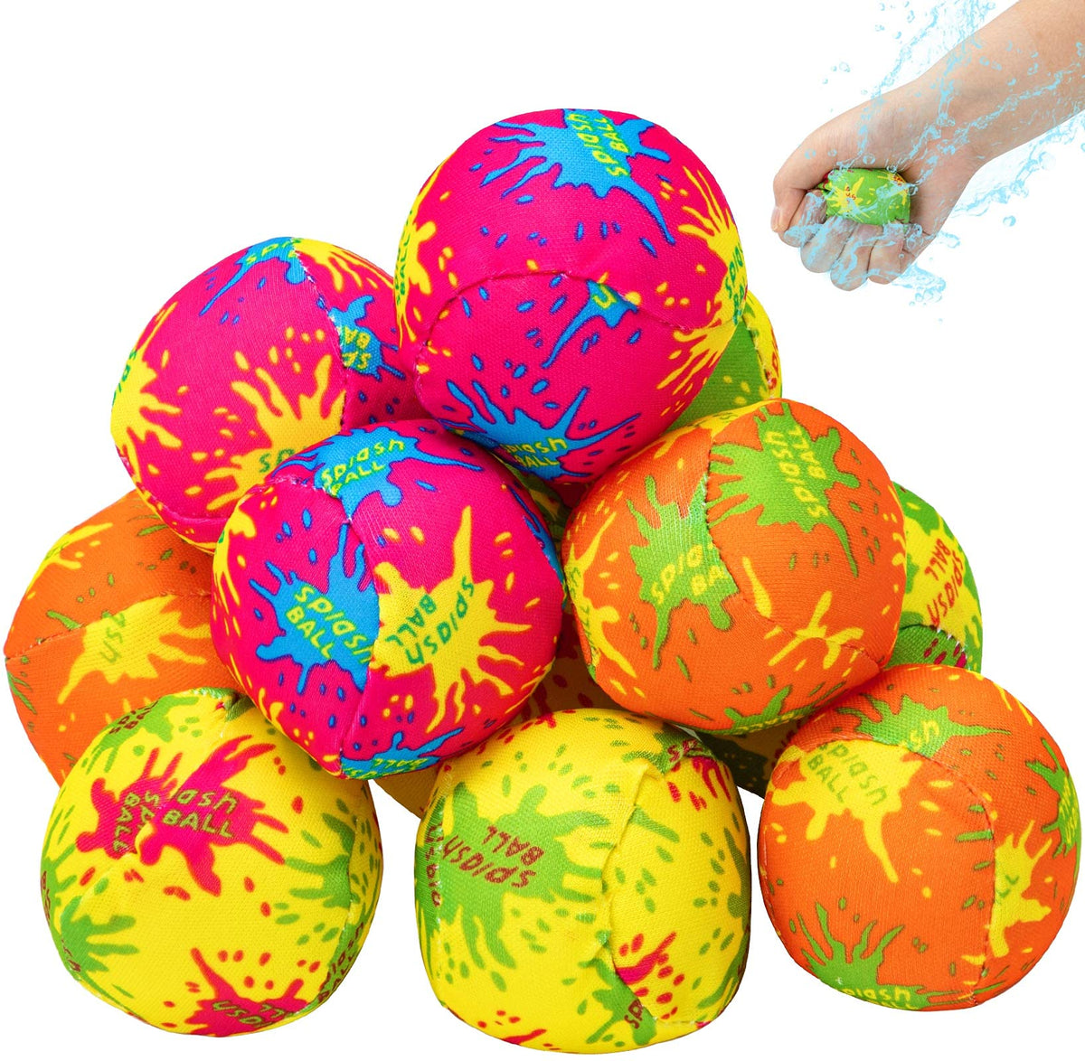 HFATMOS 12 Pcs Water Splash Balls Float Mini Water Bomb Balls for Pool, Water Absorbent Ball for Water Activities, Summer Beach Soaking Games Ball Party Activities