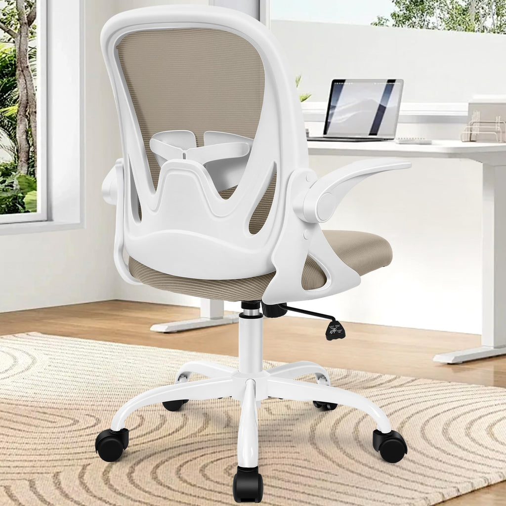 Primy Office Chair Ergonomic Desk Chair with Flip Up Armrests Swivel Breathable Desk Mesh Computer Chair with Adjustable Lumbar Support and