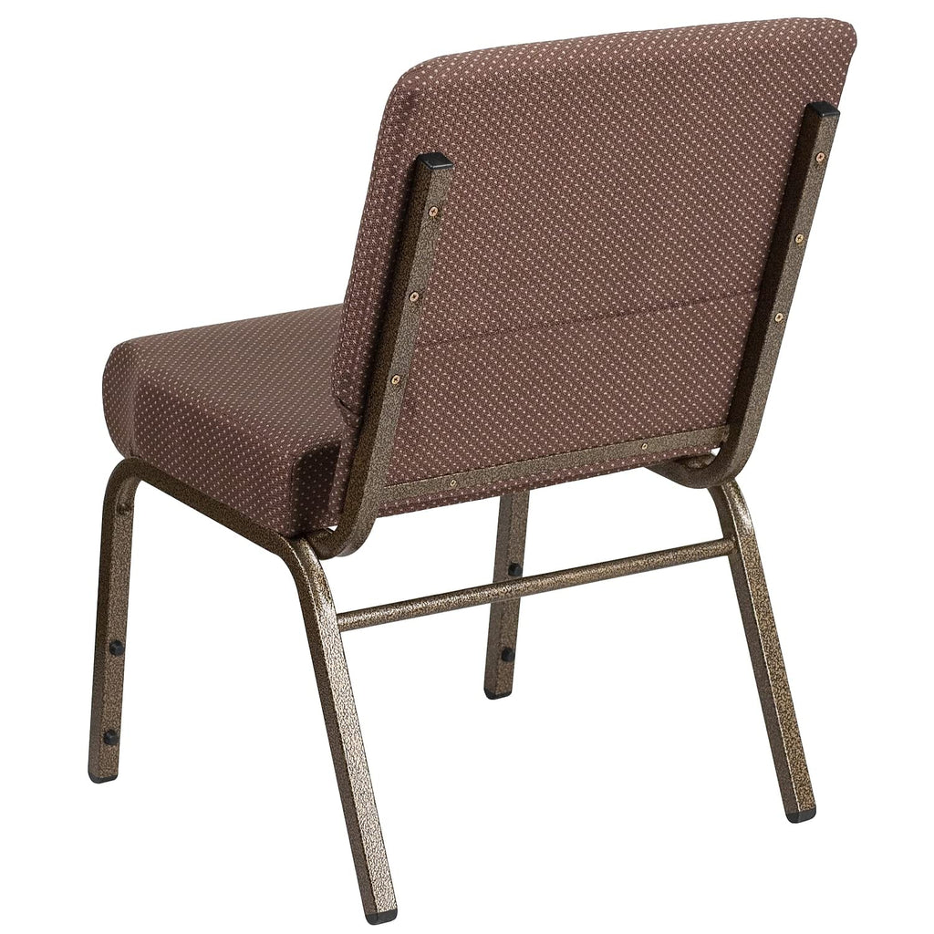 Flash Furniture 4 Pack Hercules Series 21''w Stacking Church Chair in Brown Dot Fabric - Gold Vein Frame, Set of 4, Brown Dot Fabric/gold Vein