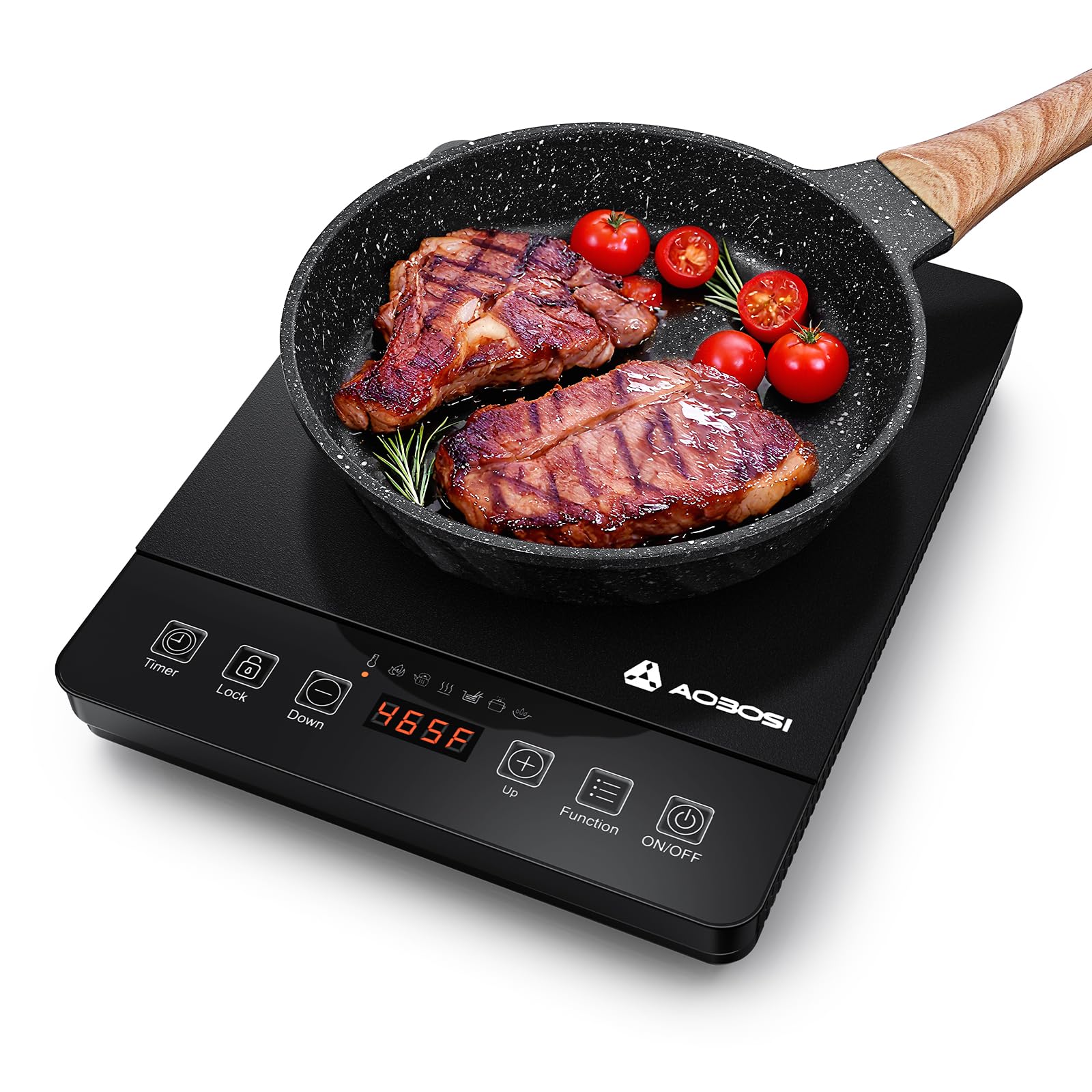 Portable Induction Cooktop 20 Temperature & Power Levels,1800W Single Burner Electric Cooktop with 6.8 inch Heating Coil,Low Noise Hot Plate with Timer
