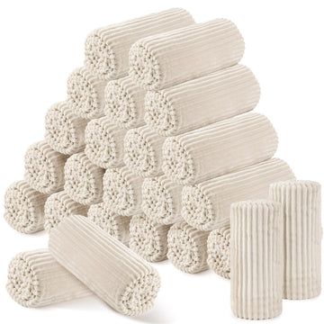Buryeah 24 Pcs Flannel Throw Blanket Bulk 50 x 60 in Sleepover Blanket Outdoor Wedding Throw Lightweight, Oeko-tex Standard 100 Certified for Sofa Homeless Gifts (Beige)