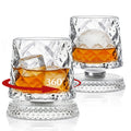 INSETLAN 10oz Spinning Whiskey Glasses Set of 2, Rotating Old Fashioned Clear Rocks Glasses for Scotch & Bourbon, Cocktail Glasses for Bar, Party, Home, and Gift