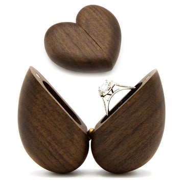 MUUJEE Heart Shaped Slim Secret Engagement Ring Box Wooden Pocket Sized Discreet for Wedding Ceremony Engagement Proposal Ring Bearer Ideas