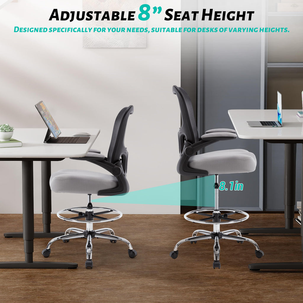 500lbs Ergonomic Drafting Chair Tall Office Chair for Counter Height or Standing Desk, Executive High Office Chairs with W-shaped Thick Seat