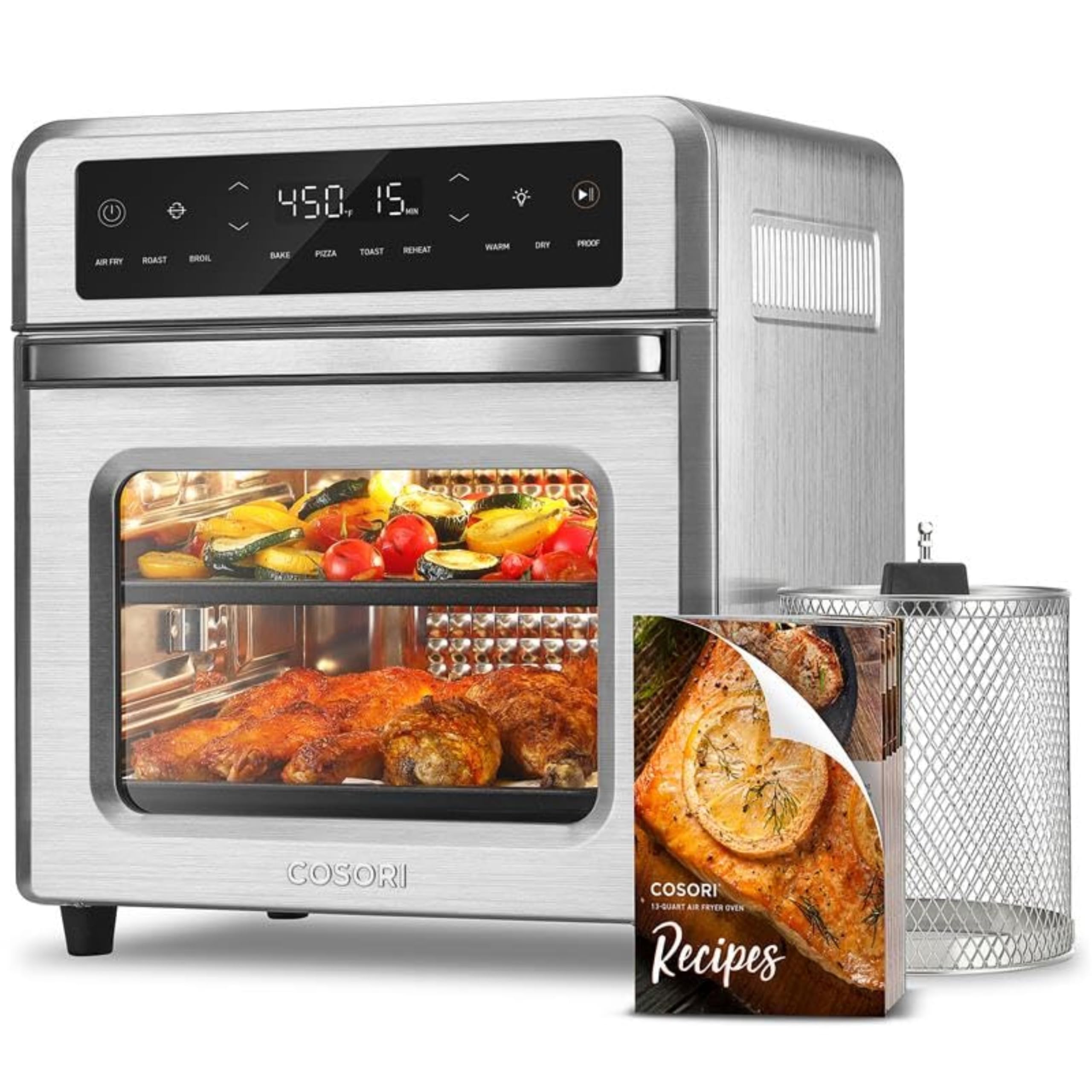Cosori 11-in-1 Air Fryer Oven, 13Qt Small Footprint Airfryer combo with Rotisserie, Toast, Bake, Roast, Reheat Functions and more, Recipe Book & 6 Accessories Included, Perfect for Small Countertop