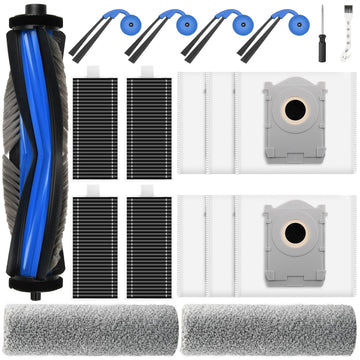 19 Pack Replacement Accessories Kit Compatible with ECOVACS DEEBOT X9 Pro Omni Robot Vacuum, 1 Main Brush, 6 Dust Bag, 4 HEPA Filter, 2 Mopping Roller, 4 Side Brush, 2 Clean Tool