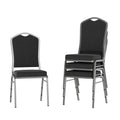 Flash Furniture Hercules Crown Back Stackable Banquet Chair, Silver, 4-pack, Set of 4, Black Fabric/silver Vein Frame