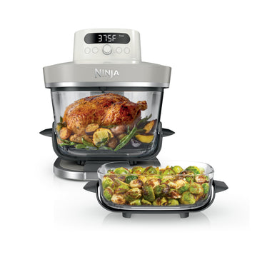 Ninja Crispi Pro 6-in-1 Glass Air Fryerk, Nontoxic, 6qt & 2.5qt Containers & Lids, Microwave, Freezer, Dishwasher Safe, Max Crisp, Air Fry, Bake, Roast, Recrisp, Dehydrate, Bone (Renewed)