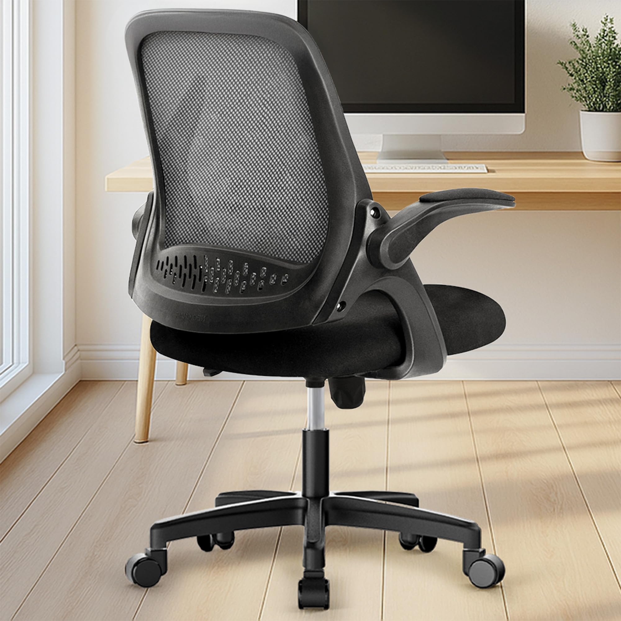Neo Chair Office Desk Chair, Ergonomic Mesh with Flip-up Armrests, Black, Mesh Chair