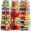 50 PCS Food Storage Containers with Lids (25 Containers & 25 Lids) - Reusable Plastic Food Containers for Kitchen Storage and Organization BPA-Free Leakproof Meal Prep Container with Labels & Pen