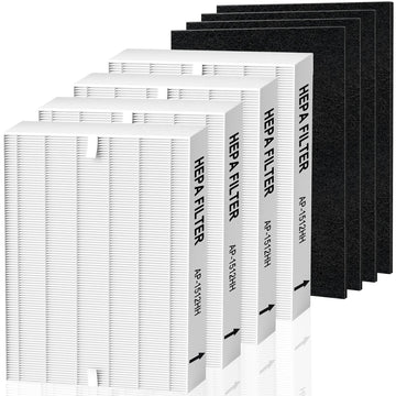 8 Pack AP-1512HH Replacement Filter for Coway Airmega AP-1512HH and Airmega 200M Air Purifier, AP-1512HH, AP-1512HH-FP, AP-1518R, AP-1519P, Compared to Part #3304899 (4 HEPA Filter & 4 Carbon Filter)