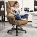 Gyi 160 Reclining Office Chair with Footrest, Big & Tall Desk Chair, Brown, Large