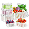 Fruit Storage Containers for Fridge Organizers and Storage, 4 Pack Large Produce Saver with Airtight Lid & Colander for Berry Lettuce Salad Vegetable Storage, Refrigerator Organizers