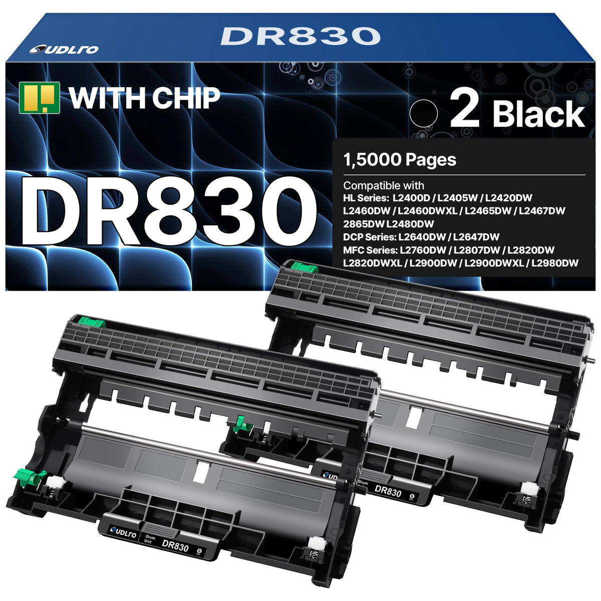 DR 830 DR830 Drum Unit Brother (Not Toner) - Replacement for Brother DR830 Drum DR 830 TN830 Drum use with Brother DCP-L2640DW HL-L2460DW HL-L2400D HL-L2405DW HL-L2480DW MFC-L2760DW Printer (2 Packs)