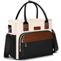 MIYCOO Lunch Bag Lunch Box Women - Leakproof Insulated Lunch Cooler Bag for Women - Large Lunch Tote Bags Adults, Black with Off White with Brown