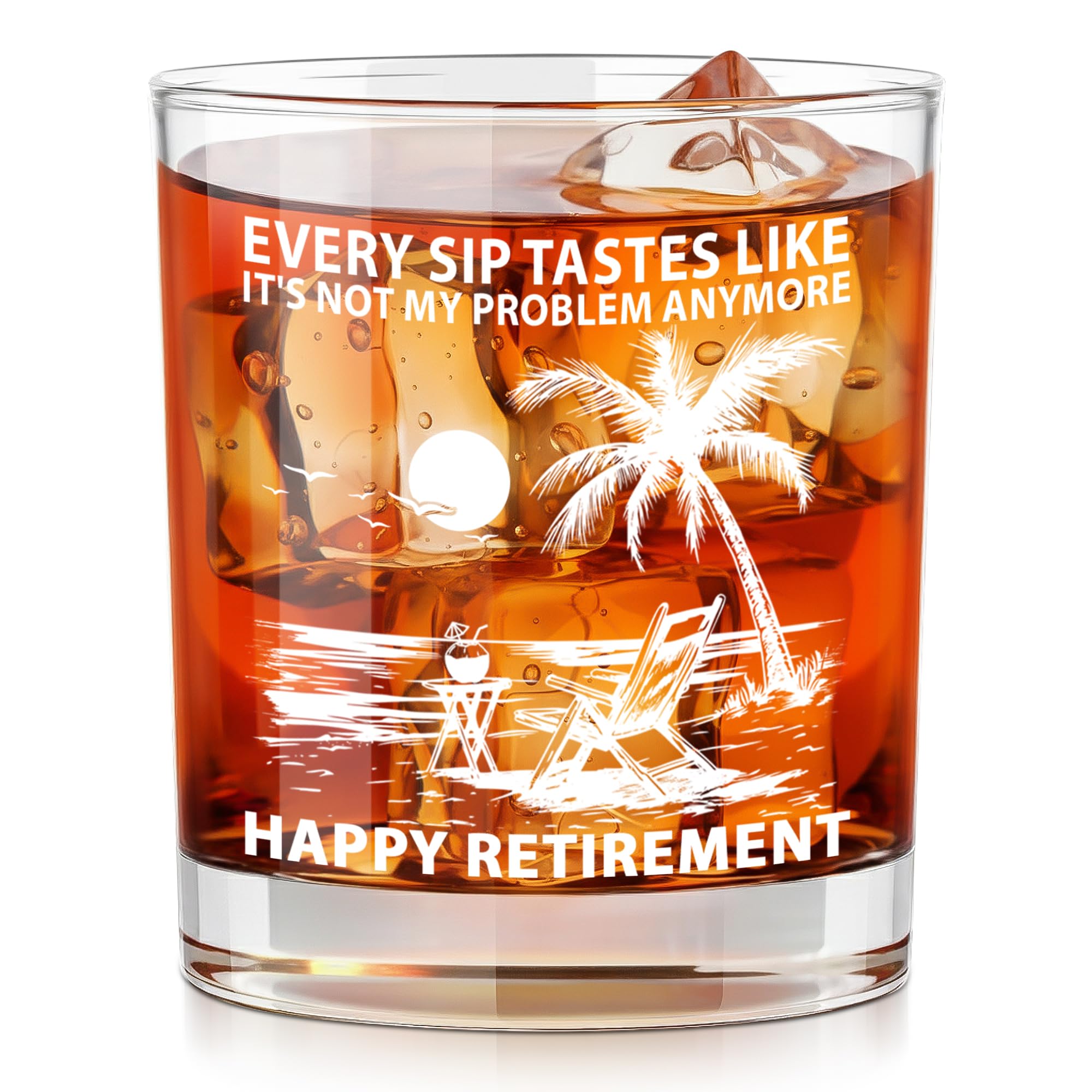 AXIARA Funny Retirement Gifts for Men Women - 11 oz Engraved Crystal Whiskey Glass - Going Away Goodbye Farewell Gifts for Coworkers Boss, Retirement Gift for Friends Dad Grandpa Woman