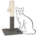 Pawbee 20" Cat Scratching Post with Hanging Ball, Modern Sisal Rope Pole, Scratcher Tower for Indoor Kitten