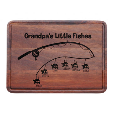 Customized Cutting Board for Men, Grandpa, Dad Gifts with Kids Name, Fathers Day, Birthday, Christmas, Anniversary Dad Fishing Gifts for Husband, Father In Law, Father Gifts from Son, Daughter